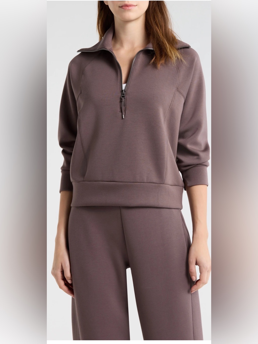 Spanx Airessentials Half Zip Sweatshirt Mauve L